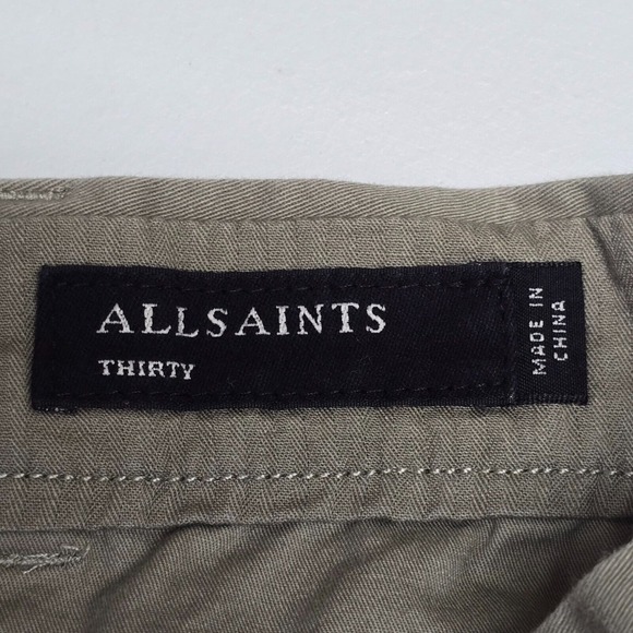Allsaints Park Chino Pants Mens 30x30 Gray Slim Straight Button Fly‎ Office - Picture 6 of 13